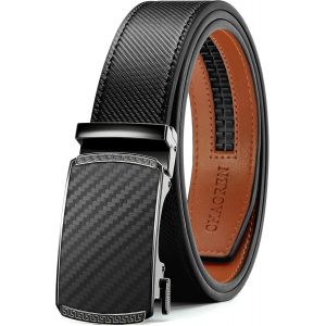Men's Belt Without Buckle - Automatic Leather Belt For Men - Adjustable Size (Width 35mm).[E65] - Neuf