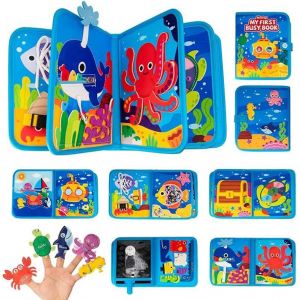 Ocean Theme Busy Board Montessori Book Interactive 1 Year Educational Sensory Quiet Book,Montessori Games 1 2 3 4 5 6 Years Old,Activity Felt Board,Montessori Case Kids - Neuf