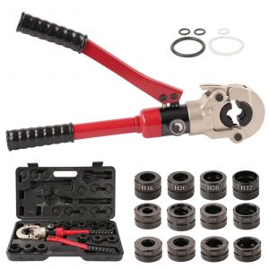 Pince &agrave; Sertir Hydraulique &Oslash;15-32mm, Pince a Sertir avec 12pcs Contour, Outil de sertissage hydraulique per Plomberie Presse Hydraulique en cuivre 15, 18, 22, 28mm et PEX-AL-PEX 16, 20, 26, 32mm - Neuf