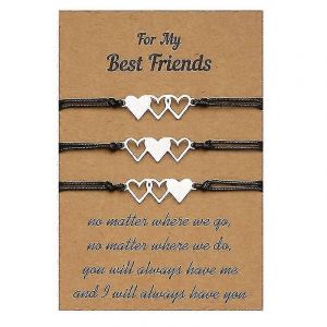 3pieces / Set Sister Matching Bracelets Avec Carte Promesse Distance Bracelets Filles Amitié Anniversaire Cadeau Bijoux Bangle - Neuf