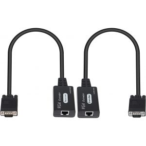 lbgwp60-Extenseur Vga Sur Cat5E/6, Vga Mâle Vers Rj45 Ethernet Lan Extender Convertisseur Répéteur De Signal Pour Hdtv Hdpc Ps4 Stb 1080P Jusqu'À 60 M (1 Émetteur + 1 Récepteur) - Neuf