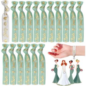 Letnerny-17 Pcs Bracelets Team Brid,Evjf Bracelet Team Bride,1 Blanc Bracelet Bride,16 Vert Bracelets Team Bride,Pour Décorations De Mariage,Enterrement De Vie De Jeune Fille,Fête De Mariage Accessoi - Neuf