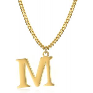 Trahoo-Collier Initial Plaqué Or 14 Carats - Collier Pendentif Lettre Chaîne Cubaine En Or Pour Hommes Et Femmes Collier Pendentif Lettre En Or Exquis - Neuf