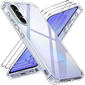 Anti-Jaunissement Hd Clair Coque Pour Samsung Galaxy A36 5g Avec 3 Pi&egrave;ces Verre Tremp&eacute;, [Protection Militaire] Transparente &Eacute;tui De Protection Antichoc Avec Coins Renforc&eacute;s Mince Bumper Housse - Neuf
