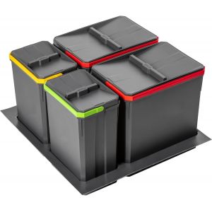 Set De Collecteurs De D&eacute;chets Axispace, Pour Tiroirs Et Armoires D'Une Largeur De 600 Mm, Compos&eacute; De Bacs De 2 X 15 L, 2 X 7 L, Poubelle En Plastique Avec Particules De Graph&egrave;ne, Couleur - Neuf