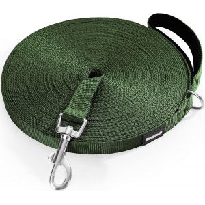 Longe Pour Chien En Nylon R&eacute;sistant, 3m 5m 10m 15m 20m 25m 30m 33m, Laisse Chien Longue Avec Poign&eacute;e Rembourr&eacute;e, Mousqueton Rotatif 360&deg;- Vert 25m - Neuf