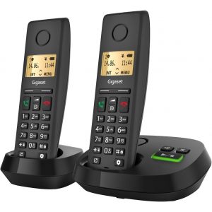 Pure 220A Duo - 2 T&eacute;l&eacute;phones Dect Sans Fil Avec R&eacute;pondeur - Blocage D`Appel Et Fonction Mains Libres - R&eacute;pertoire 80 Contacts, Noir Anthracite [Compatibilit&eacute; Avec De, It, Fr, Nl, Che, Aut] - Neuf
