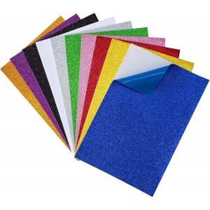 Trahoo-Feuilles À Paillettes Papier En Mousse A4 Autocollantes Carton Scintllant Pour Enfants Artisanat, Scrapbooking Cartes Diy Patchwork, Salle De Classe, Décorations De Noël Fête, 10 Couleurs - Neuf
