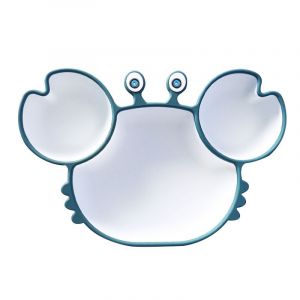 Assiette Bébé Bleue Monobloc, Mini Assiette En Silicone Pour Bébés, Tout-Petits Et Enfants, Assiette Portable Antidérapante, Sucette Lavable Au Lave-Vaisselle Et Au Micro-Ondes - Neuf