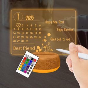 Lampe Illusion 3D Calendrier Mémo, Tableau De Notes En Acrylique Lumineux, 16 Couleurs De Lumière Veilleuse Avec Base Lumineuse Minuterie Télécommande Lumière D'Ambiance - Neuf