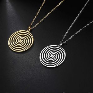 Kkjoy Mode Simple En Acier Inoxydable Or/Argent Couleur Vortex Tourbillon Pendentif Colliers Pour Femmes Bijoux Accessoires Cadeaux De F&ecirc;te - Neuf