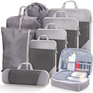 Bhhbb-Organisateur Valise Lot De 9 Rangement Valise,Organisateur De Voyage Sac De Compression Voyage,Packing Cubes Compression,Organiseurs De Bagage Pour Voyage,Sacs De Rangement Pour Les Vêtements - Neuf