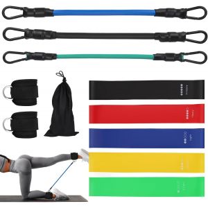 Élastiques De Musculation Latex,3 Tubes Résistance Avec Poignées,5 Bandes Élastiques Fitness,Ensemble D'exercice Elastique Musculation Pour Homme Femme,Sports Intérieurs Extérieurs,Yoga Pilates - Neuf