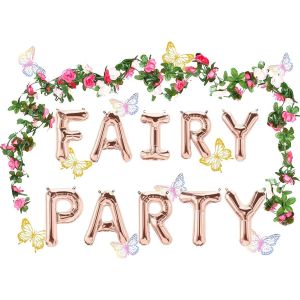 SJZG-Lot De 36 D&eacute;corations De F&ecirc;te F&eacute;&eacute;rique Avec Fleurs, Papillons Et Ballons &iquest; D&eacute;corations D'Anniversaire F&eacute;&eacute;riques, Fournitures De F&ecirc;te F&eacute;&eacute;rique, Ballons F&eacute;&eacute;riques, D&eacute;corations De Jardin F&eacute;&eacute;rique, - Neuf