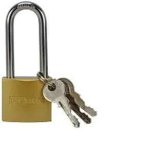 Cadenas 25mm &agrave; Anse Longue - en Laiton et acier chrom&eacute; - Anti-rouille - 3 cl&eacute;s - S&eacute;curit&eacute; Polyvalente - Valises, Casiers, Portes, Coffres - Neuf