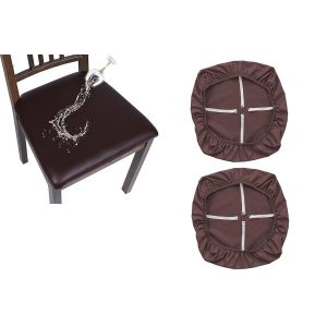 Lot de 2 housses de chaise de salle &agrave; manger imperm&eacute;ables en cuir PU, amovibles et lavables. - Neuf