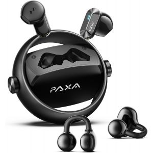 Double Casque 2-en-1 Clip Open-Ear ?couteurs Bluetooth sans Fil, Bluetooth 6.0-0 D&iquest;&iquest;lai, 140H Autonomie, Reconnaissance L/R Automatique, R&iquest;&iquest;duction Bruit Hybride Travail/Sport/Quotidien, Noir - Neuf