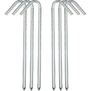Eryi-Piquets De Tente D'agrafes De Jardin Piquet D'armature Crochets Acier Ancrage Au Sol Robuste Pour Trampoline Auvents Tente Camping Filet De Football 30cm,6pcs - Neuf