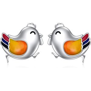 Chenquansarl-Boucles D'oreilles En Forme De Poulet En Argent Sterling Pour Enfants - Cadeau D'anniversaire Pour Femme, Fille, Amie, Argent Sterling - Neuf