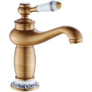 Robinet de salle de bain finition bronze antique XIUsheUA, robinet de lavabo en laiton, mitigeur &agrave; poign&eacute;e unique, robinets d'&eacute;vier d'eau chaude et froide pour salle de bain, toilettes (antique) - Neuf