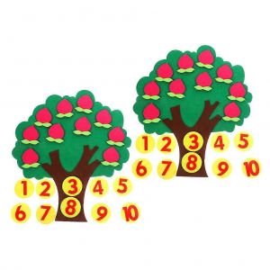 Jeu de comptage de pommes en feutre pour l'&eacute;cole maternelle, jouet de comptage pour l'enseignement des math&eacute;matiques, fournitures d'enseignement Rosy 27,00 x 24,00 x 1,00 cm, 2 ensembles - Neuf