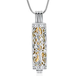 Trahoo-Cylindre Bijoux Crémation Arbre De Vie Urne Cendres Collier Pour Les Femmes Hommes Flacon Crémation Cendres Pendentif Bien-Aimé Bijoux Mémorial - Neuf