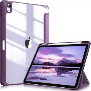 LORANKA-Coque pour iPad Air 11 Pouces M3/M2 (2025/2024), iPad Air 5/4 10.9 Pouces (2022/2020) - [Rangement de Stylet] Housse Transparente Claire Etui Antichoc Veille/R&eacute;veil Auto, Am&eacute;thyste - Neuf