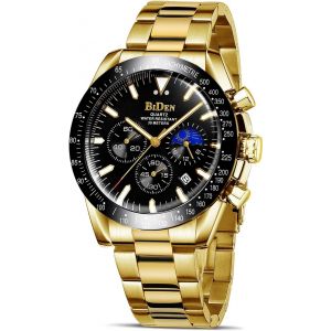Montre Homme 30m Étanche Montres Grand Cadran Date Chronographe Mouvement Quartz Acier Inoxydable/Cuir/Bracelet Caoutchouc Cadeau Élégant Pour Père Amis Fête Des Pères - Neuf