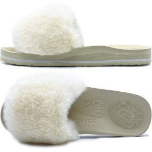 Kalanka-Chaussons Femme Fourrure Pantoufles Peluche Claquette Femme Pantoufles Maison Sandal Bout Ouvert -Orthopédique-Antidérapant-Lavable - Neuf