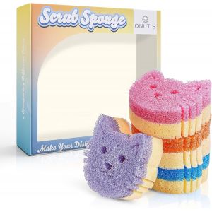 KGABERY-Eponge Magique Réutilisable Lavable¿Eponge Vaisselle Nettoyage¿Scrub Double Face Normal Et Grattante-Accessoires Salle De Bain,Cuisine¿Lot De 4,Multicolore - Neuf