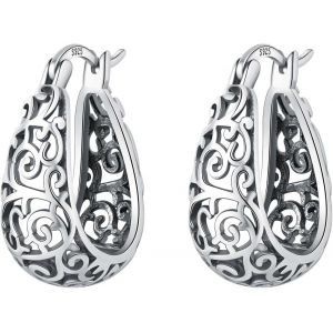Boucles D'oreilles Créoles En Argent Sterling 925 Pour Femme,Hypoallergéniques,Style Huggie.[X493] - Neuf