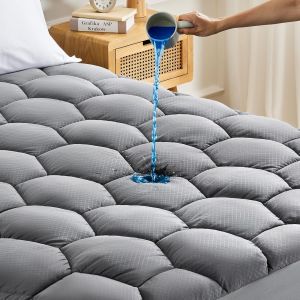 Lbgwp60-Protège-Matelas Imperméable, Doux, Fin Et Respirant, Convient Comme Housse De Matelas, Lavable, 180 X 200 Cm, Gris - Neuf