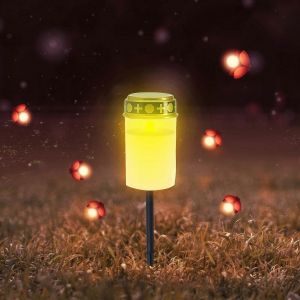 Bougie &eacute;tanche IP44 Lume avec tige de terre Batterie rechargeable 600mAh int&eacute;gr&eacute;e Sol blanc solaire - Neuf