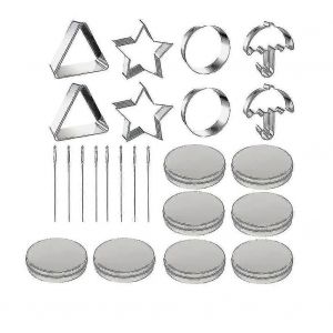 24 pcs calmar à l'emporte-pièce jeu ensemble,avec boîte en fer blanc et aiguille -SX - Neuf