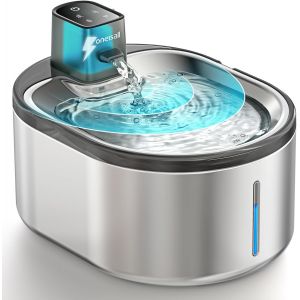 Fontaine D'eau 4l Pour Chat Sans Fil, Fontaine Pour Chat Sans Fil En Acier Inoxydable Avec D&eacute;tecteur De Mouvement, Avec Batterie 3000mah, Rappel Intelligent, Pompe Silencieuse, Filtre - Neuf