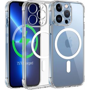 Magnétique Coque Protection Caméra Pour Iphone 13 Pro Max Compatible Avec Magsafe Charge Sans Fil, Anti-Jaune Antichoc Anti-Rayures Étui Housse Pour Iphone 13 Pro Max, Transparente - Neuf