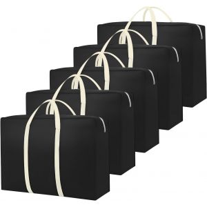 Lot De 5 Sac Demenagement Grand Format, Sac De Rangement Vetement 110L, Imperm&eacute;able Sacs Transport Couette, Noir Sacs Demenagement Avec Zips Pour Literie,Linge - Neuf