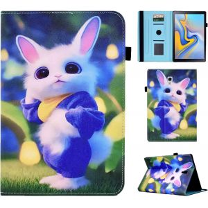 Coque Pour Samsung Galaxy Tab A 10.5 Pouces 2018 (Sm-T590/ Sm-T595), Bande Elastique &Eacute;tui Avec Flip Portefeuille Housse Pour Galaxy Tab A 10.5"" 2018 - Lapin Blanc[Coq9128229] - Neuf