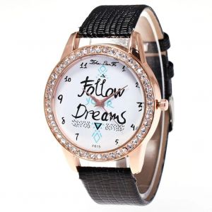 Zhoulianfa Strass D&eacute;coration Cadran Pu Bracelet En Cuir Casual Montre Pour Femme (Noir) - Neuf