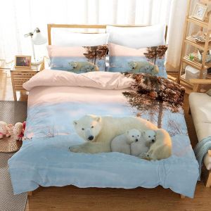 Housse De Couette X Animaux Ours Polaire Parure De Lit En Microfibre Avec Fermeture &iquest;&iquest;Clair, Housse Couette + Taie D'oreiller X Cm - Neuf