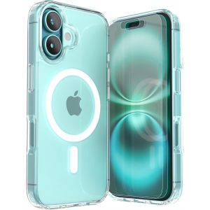 KALANKA-3 en 1 Coque pour iPhone 16 avec 2 Film de Protection Coque de Protection Antichoc Magn&eacute;tique Transparent pour iPhone 16 - Transparente - Neuf