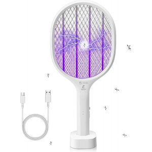 KALANKA-2-in-1 Raquette Electrique Insectes¿Electrique Anti Moustique Tapetteà Mouche Interieur 3000V Puissante USB Rechargeable - Neuf