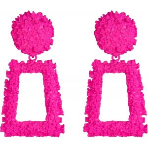 Kal-Boucles D'oreilles Femme Argent Géométrique Rectangulaire Carré Et Rond Petite Fleur Pour Fille Clair Ton D'argent - Neuf