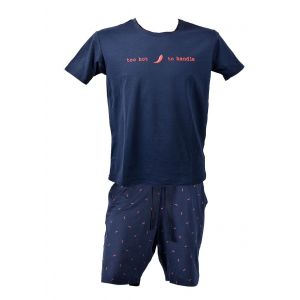 Pyjama Court Homme Premium Fmf Homewear Hc04 Marine - Neuf