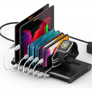 Station de Chargement USB C Multi Mobile avec 2 18W PD Port & 2 QC 3.0 Charge Rapide, Organisateur de Quai de Chargement de téléphone Portable 10 Ports (96W-10Ports) - Neuf