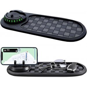 Tapis Antid&eacute;rapant Voiture Multifonctionnel Tapis Pour Tableau De Bord De Voiture Avec Support Universel Rotatif &Agrave; 360&deg; Pour T&eacute;l&eacute;phone Portable Accessoires Automobiles Etanches(Noir&gris) - Neuf