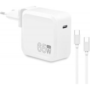 acdsgd-Chargeur USB C GaN 65W Chargeur Rapide de Type C avec c&acirc;ble USB C 2M Compatible avec MacBook Charger, Pro/Air, Samsung Galaxy, iPad P ro, i-Phone 16 Pro/Max et Plus Encore - Neuf