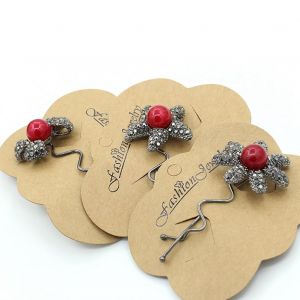 Barrette Elegante Avec Noud Papillon Et Fleur En Strass (Fleur Noire) - Neuf