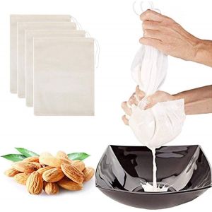 Kal-4 Pcs Sac Avec Cordon Sac En Mousseline De Serrage Réutilisable Sachet Tissu De Filtre Étamine Coton Bio Sachets De Filtre Pour Gelée Fromage Thé En Vrac Herbes Épices Savon - Neuf