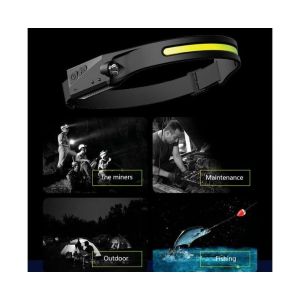 Lampe Frontale Cob Mains Libres Avec Détection Usb - 350 Lumens, Luminosité Réglable, Étanche, Idéale Pour La Course De Nuit Et Les Activités De Plein Air - Neuf